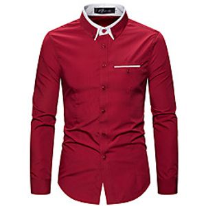 Men's Shirt Color Block Patchwork Long Sleeve Casual Tops Business Simple Lightweight Basic Blushing Pink Gray Khaki miniinthebox