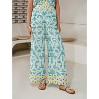 Casual Folk Print Wide Leg Pants Lightinthebox