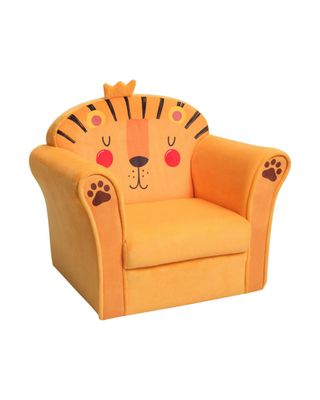 Cost Way Kids Armrest Lion Upholstered Sofa Orange