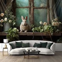 Bunny Vintage Window Hanging Tapestry Wall Art Large Tapestry Mural Decor Photograph Backdrop Blanket Curtain Home Bedroom Living Room Decoration Lightinthebox - thumbnail