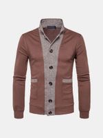 Mens Knitted Patchwork Single Breasted Cardigans