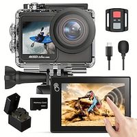 Yolansin 4K60FPS Action Camera With 32GB SD Card 20MP HD Underwater Camera 131FT Waterproof Cameras 170 Angle 2.4G Remote Control Sports Cameras With 2 Batteries Helmet Accessories Kit Lightinthebox - thumbnail