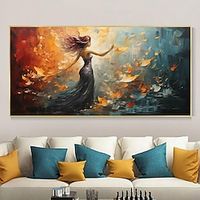 Handpainted Abstract Woman Oil Painting On Canvas Original Dancer Painting Living Room Home Decor Home Art Decor Painting Modern Texture Wall Art No Frame Lightinthebox - thumbnail
