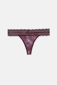Womens Lace Thong  Burgundy