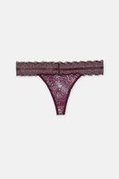 Womens Lace Thong  Burgundy - thumbnail