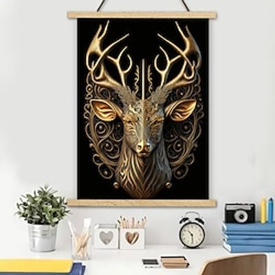 Black Glod Animal Posters With Hanger Wall Art Canvas Prints Painting Home Decoration Dcor Rolled Canvas No Frame Lightinthebox
