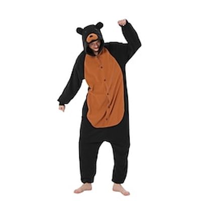 Adults' Kigurumi Pajamas Nightwear Cartoon Animal Onesie Pajamas Funny Costume Flannel Cosplay For Men and Women Christmas Animal Sleepwear Cartoon miniinthebox