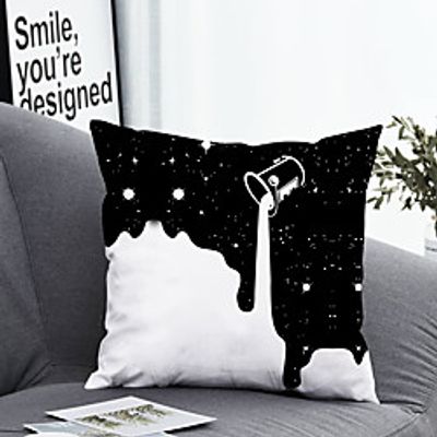 1 Pc Black And White Polyester Pillow Cover Pillow Cover Geometric 3D Simple Square Zipper Traditional Classic Lightinthebox
