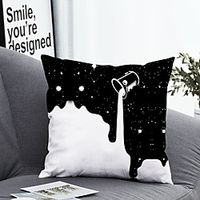 1 Pc Black And White Polyester Pillow Cover Pillow Cover Geometric 3D Simple Square Zipper Traditional Classic Lightinthebox - thumbnail