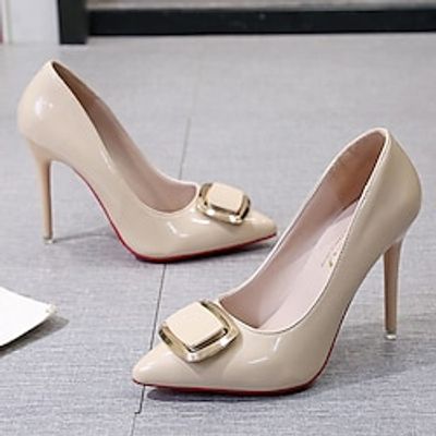 Women's Heels Pumps Dress Shoes Wedding Party Wedding Heels Summer Stiletto Heel Pointed Toe Vintage Casual PU Loafer Almond Black Red miniinthebox