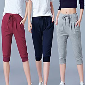 Women's Sweatpants Joggers Athletic 34 Capri Pants Bottoms Drawstring Pocket Summer Fitness Gym Workout Running Jogging Exercise Moisture Wicking Breathable Soft Normal Sport Solid Colored Burgundy Lightinthebox