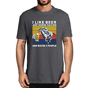 Men's Unisex Tee T shirt Hot Stamping Graphic Prints Beer Letter Plus Size Print Short Sleeve Casual Tops Cotton Basic Fashion Designer Big and Tall White Black Wine miniinthebox
