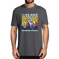 Men's Unisex Tee T shirt Hot Stamping Graphic Prints Beer Letter Plus Size Print Short Sleeve Casual Tops Cotton Basic Fashion Designer Big and Tall White Black Wine miniinthebox - thumbnail