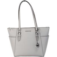 Michael Kors Charlotte Pearl Grey Large Leather Top Zip Tote Bag Purse (51047)