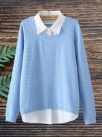 Casual Lapel Fake Two-Piece Sweater Shirt