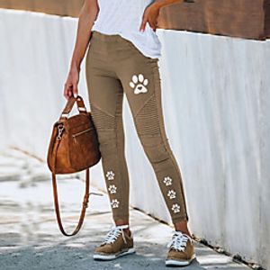 Women's Streetwear Chino Comfort Going out Work Pants Pants Spot Color Block Ankle-Length Elastic Drawstring Design Print Black Yellow Khaki Green Gray miniinthebox