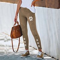 Women's Streetwear Chino Comfort Going out Work Pants Pants Spot Color Block Ankle-Length Elastic Drawstring Design Print Black Yellow Khaki Green Gray miniinthebox - thumbnail