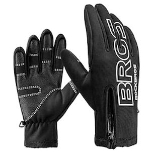 ROCKBROS Winter Gloves Bike Gloves Cycling Gloves Touch Gloves Winter Full Finger Gloves Anti-Slip Touchscreen Thermal Warm Waterproof Sports Gloves Road Cycling Camping  Hiking Leisure Sports Black Lightinthebox