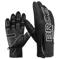 ROCKBROS Winter Gloves Bike Gloves Cycling Gloves Touch Gloves Winter Full Finger Gloves Anti-Slip Touchscreen Thermal Warm Waterproof Sports Gloves Road Cycling Camping  Hiking Leisure Sports Black Lightinthebox - thumbnail