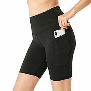 lanbaosi womens workout yoga shorts with pockets high waist tummy control running athletic gym short pants black Lightinthebox