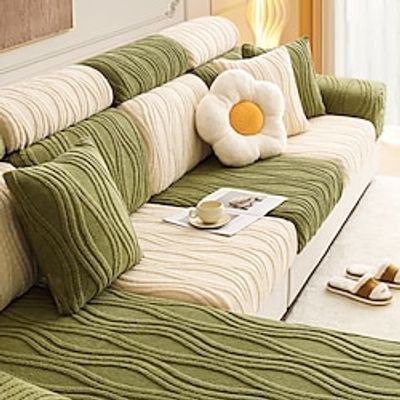 Stretch Sofa Seat Cushion Cover Jacquard Slipcover Elastic Couch Cover for Armchair Loveseat 4 or 3 Seater Solid Soft Durable Washable Furniture Protection for Dogs Cats Lightinthebox