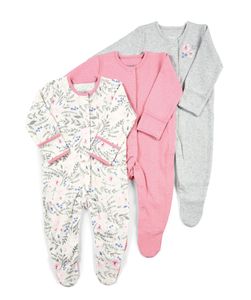 Pack of 3 Floral Sleepsuits