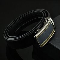 Mens Brief Business Genuine Leather Belt Casual Automatic Buckle Waistband