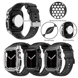 1PC Smart Watch Band with Case Compatible with Apple iWatch Series 7 Series 8 SmartWatch Band with Case for iWatch Smartwatch Strap Wristband TPU Stainless Steel Waterproof Luxury Adjustable Lightinthebox