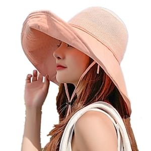 1 pcs Women's Fisherman Hat Hiking Cap Summer Outdoor Portable Sunscreen Breathable Soft Hat Solid Color Cotton Rosy Pink Khaki Ivory for Fishing Climbing Beach Lightinthebox