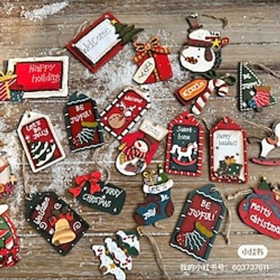 Christmas Decorations Wooden Small Pendants Christmas Trees Painted Elderly People Snowman Socks Gift Bags Pendants miniinthebox