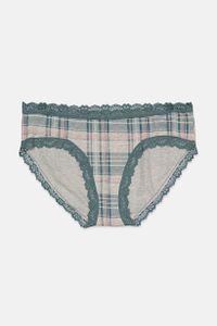 Womens Lace Trim Hipster Underwear  Fall Plaid