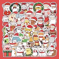 50Pcs Colorful Christmas Sticker Santa Claus Snowman Christmas Tree Laptop Skateboard Very Thin New Year Gift Sticker miniinthebox - thumbnail
