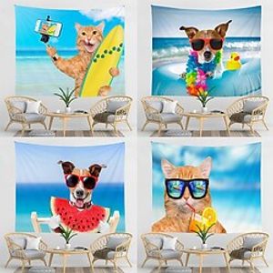 summer seaside tapestry  animal scenery hanging cloth bedroom decoration room layout background cloth Lightinthebox