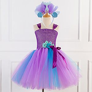 Princess Flapper Dress Dress Party Costume Girls' Movie Cosplay Cosplay Costume Party Purple Blue Dress Children's Day Masquerade Polyester Organza Lightinthebox