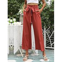 Women's Pants Trousers Polyester Plain Black Army Green Casual Daily Ankle-Length Going out Weekend Summer Lightinthebox