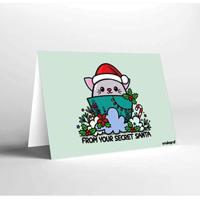 Mukagraf Christmas From Your Secret Santa Full Colours Illustration Greeting Card (17 x 11.5cm) - thumbnail