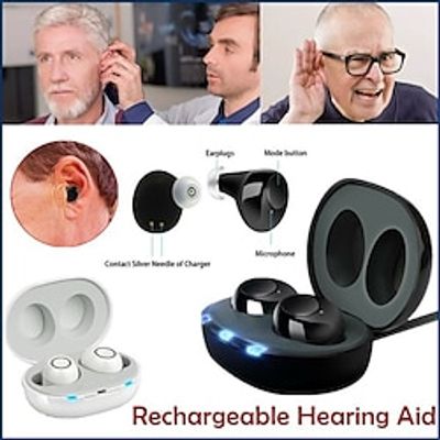 Invisible Rechargeable ITE Mini Hearing Aid Digital Adjustable Tone for Sound Amplifier Hearing Aid for The Elderly Hearing Loss miniinthebox