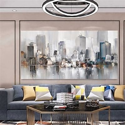 Mintura Handmade Abstract Oil Paintings On Canvas Wall Art Decoration Modern City Landscape Picture For Home Decor Rolled Frameless Unstretched Painting Lightinthebox
