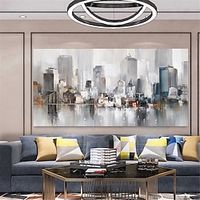 Mintura Handmade Abstract Oil Paintings On Canvas Wall Art Decoration Modern City Landscape Picture For Home Decor Rolled Frameless Unstretched Painting Lightinthebox