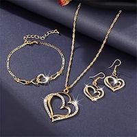 Jewelry Set 3pcs Alloy 1 Necklace Earrings Bracelets Women's Vintage Fashion Simple Geometrical Heart Geometric Jewelry Set For Wedding Party Special Occasion Lightinthebox - thumbnail