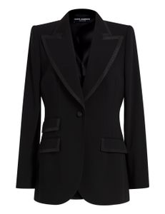 Single Breasted Wool-Blend Blazer - Black