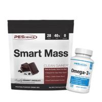 PEScience Select Smart Mass, Gourmet Chocolate, 28 Servings, Clean Mass Gainer Powder + PEScience Omega 3+, 120 Soft Gels, EPA and DHA Fish Oil Supplement - thumbnail