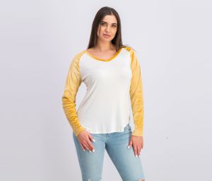 Juniors Velvet Baseball Top  White/Gold