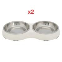 Trixie Melamine with Stainless Steel Bowl Set For Dogs - White 2X200ml (Pack of 2)