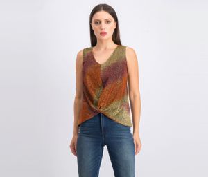 Womens Petite Pullover Textured Tops  Black/Bronze