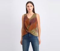 Womens Petite Pullover Textured Tops  Black/Bronze - thumbnail