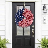 Floral Wreath Door Hanger Fourth of July American Independence Day Home Fabric Decoration, Holiday Window Display Prop, 30CM For Memorial Day/The Fourth of July Lightinthebox