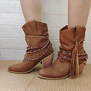 Women's Boots Pumps Round Toe Booties Ankle Boots Daily PU Solid Colored Black Brown  Booties  Ankle Boots Lightinthebox