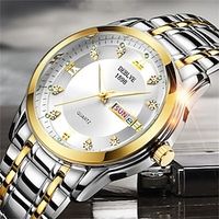 New Deblve Brand Diamond Men'S Watch Luminous Calendar Week Display Quartz Watch Waterproof Steel Belt Business Men'S Wristwatch miniinthebox - thumbnail