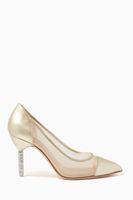 Jasmin Crystal 85 Pumps in Metallic Nappa and Mesh - thumbnail